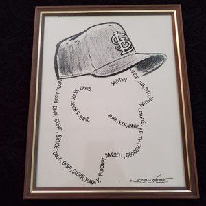 Vintage 1982 framed Don Hesse pencil artwork "Portrait of a Champ"
